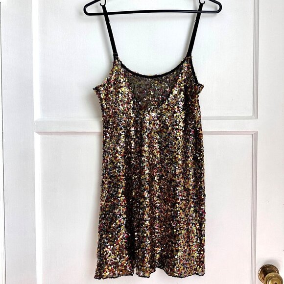 Free People Intimately Size M Multicolor Sequin Slip Dress Colorful Party - Picture 5 of 12